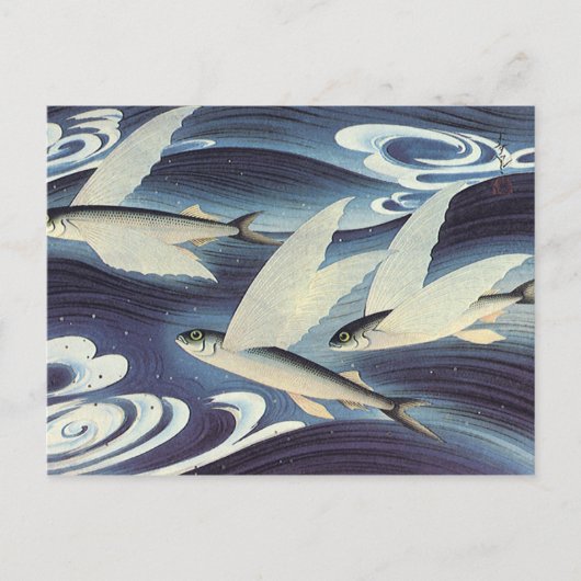 Japanse vliegende vis in de oceaan, Japonisme Briefkaart (Voorkant)
