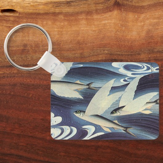  Japanse vliegende vis in de oceaan, Japonisme Sleutelhanger (Achterkant)