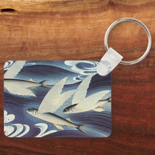 Japanse vliegende vis in de oceaan, Japonisme Sleutelhanger (Voorkant)