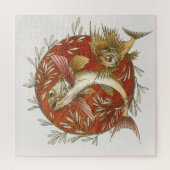  Japanse vliegende vis met bamboe-bladeren Legpuzzel (Verticaal)