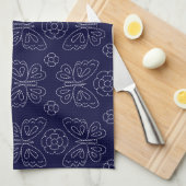 Japanse vlinder Sashiko Tea Towel Theedoek (Quarter Fold)