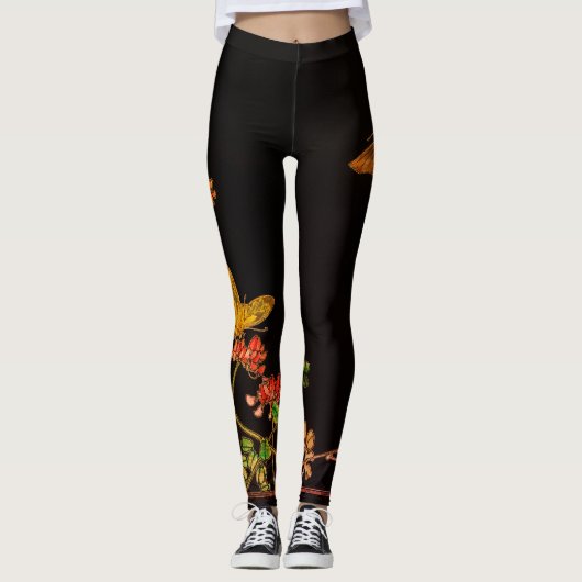 JAPANSE VLINDERS EN BLOEMEN GEDRUKTE LEGGINGS (Voorkant)