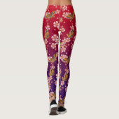 Japanse vlinders te midden van Sakura douche rood Leggings (Achterkant)