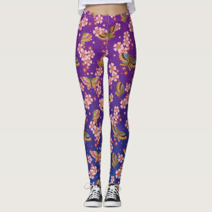 Japanse vlinders te midden van Sakura Shower Paars Leggings