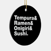 Japanse voedingsmiddelen Tempura & Ramen & Onigiri Keramisch Ornament (Rechts)