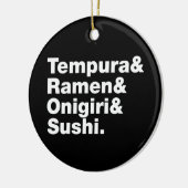 Japanse voedingsmiddelen Tempura & Ramen & Onigiri Keramisch Ornament (Links)