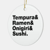 Japanse voedingsmiddelen Tempura & Ramen & Onigiri Keramisch Ornament (Links)