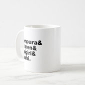 Japanse voedingsmiddelen Tempura & Ramen & Onigiri Koffiemok (Voorkant links)