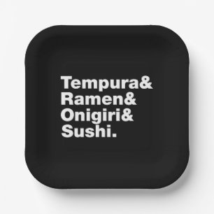 Japanse voedingsmiddelen Tempura & Ramen & Onigiri Papieren Bordje