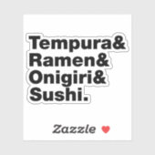 Japanse voedingsmiddelen Tempura & Ramen & Onigiri Sticker (Vel)