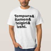 Japanse voedingsmiddelen Tempura & Ramen & Onigiri T-shirt (Voorkant)