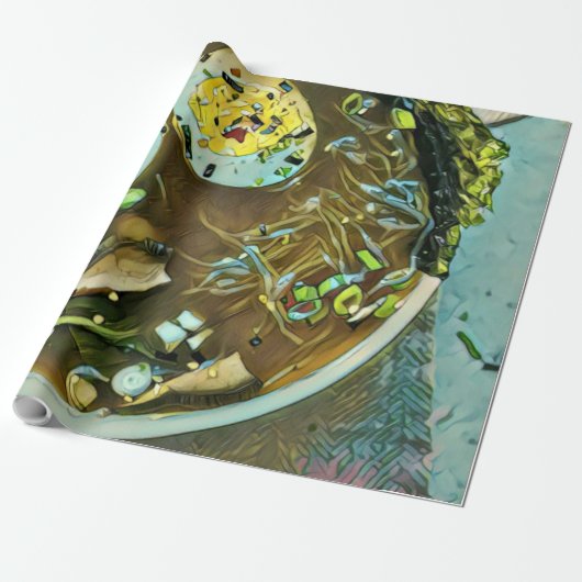 Japanse voedselovers cadeaupapier (Uitgerold)