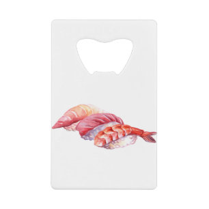 Japanse voedselsushi en nigiri creditkaart flessenopener