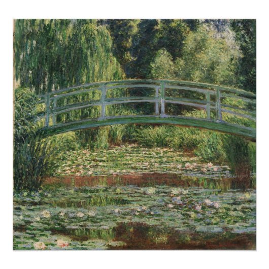 Japanse Voetbrug en waterLily Pool van Monet Foto Afdruk (Voorkant)