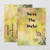  Japanse vogel bespaart de datum Aankondigingskaart (Voorkant / Achterkant)