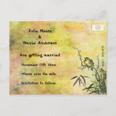  Japanse vogel bespaart de datum Aankondigingskaart (Achterkant)