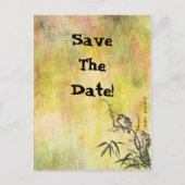  Japanse vogel bespaart de datum Aankondigingskaart (Voorkant)