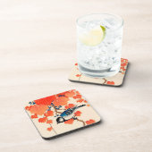  Japanse vogel en herfst Grapevine   Bier Onderzetter (Rechterzijde)