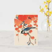  Japanse vogel en herfst Grapevine Kaart (Gele Bloem)