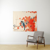  Japanse vogel en herfst Grapevine Wandkleed (In Situ (horizontaal))