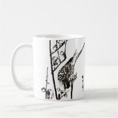 Japanse vogel op een filiaal - zwart en wit mok (Links)