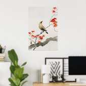 Japanse Vogel Wandkunst Print Rode Esdoorn Botani (Thuiskantoor)