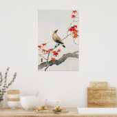 Japanse Vogel Wandkunst Print Rode Esdoorn Botani (Keuken)