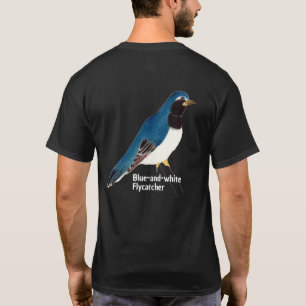  Japanse Vogelkunst Blauw & wit Flycatcher T-shirt