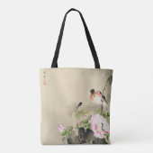 Japanse  vogelroze bloesem afdrukken tote bag (Achterkant)