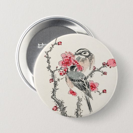 Japanse vogels 3 ronde button 7,6 cm (Voorkant /achterkant)