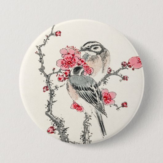 Japanse vogels 3 ronde button 7,6 cm (Voorkant)