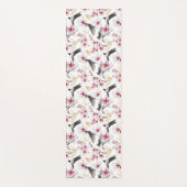 Japanse Vogels en Bloemen Rood en Grijs Yogamat (Voorkant)
