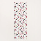 Japanse Vogels en Bloemen Rood en Grijs Yogamat (Achterkant)
