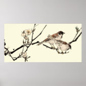  Japanse vogels en Cherry Blossom Poster (Voorkant)