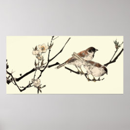 Japanse vogels en Cherry Blossom Poster