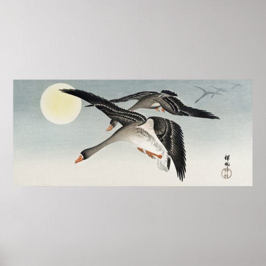  Japanse vogels in Full Moon door Ohara Koson Poster (Voorkant)