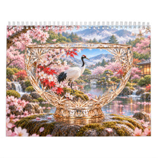 Japanse Vogels in Kristallen Seizoenen Kalender
