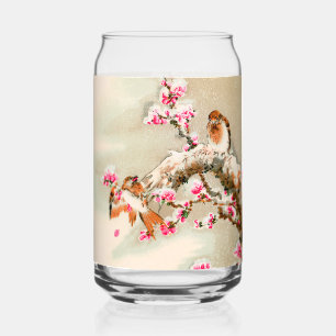 japanse vogels op een tak blikvorm glas