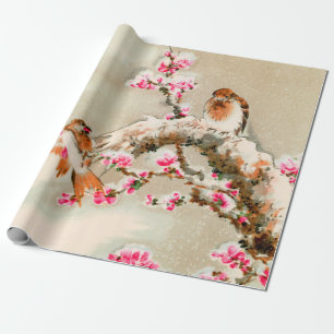  japanse vogels op een tak cadeaupapier