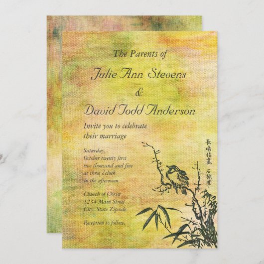 Japanse vogelweddenschap Kaart (Voorkant / Achterkant)