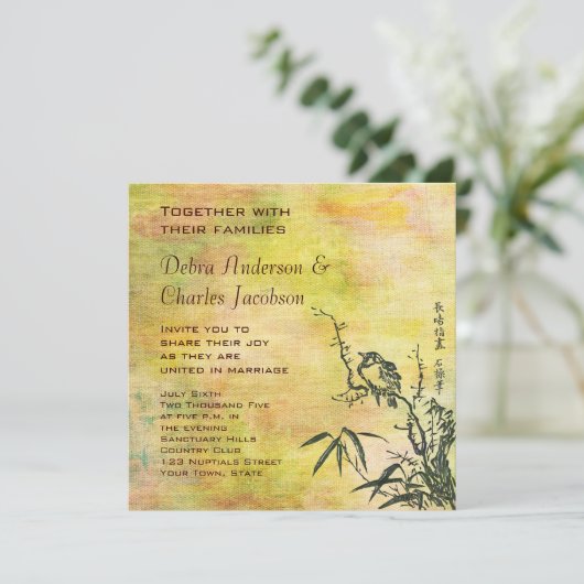  Japanse vogelweddenschap Kaart (Staand voorkant)