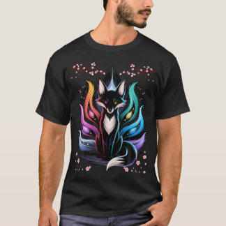 Japanse Vos Kitsune Zeven Elementen Kersenbloesem T-shirt