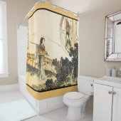 Japanse vrouw bij een raam sepia kunst douchegordijn (In situ)