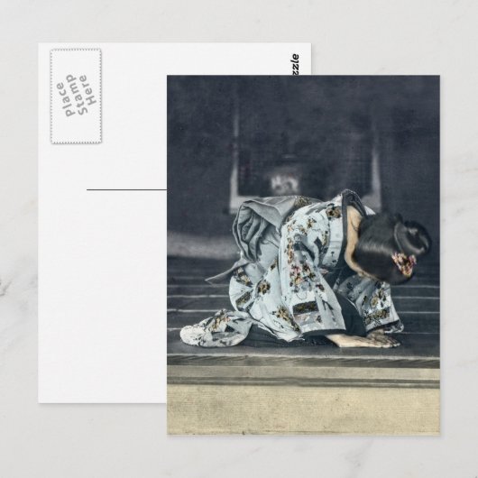  Japanse vrouw Bowing Dogeza Briefkaart (Voorkant / Achterkant)