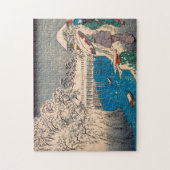 Japanse  vrouw die Aziatische Cherry Blosso tekent Legpuzzel (Verticaal)