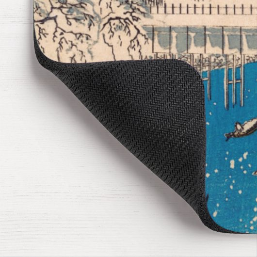 Japanse  vrouw die Aziatische Cherry Blosso tekent Muismat (Hoek)