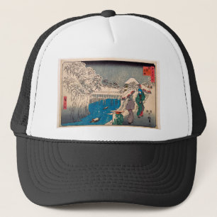 Japanse  vrouw die Aziatische Cherry Blosso tekent Trucker Pet