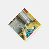  Japanse vrouw die een zijderoute gebruikt Servet (Hoek)