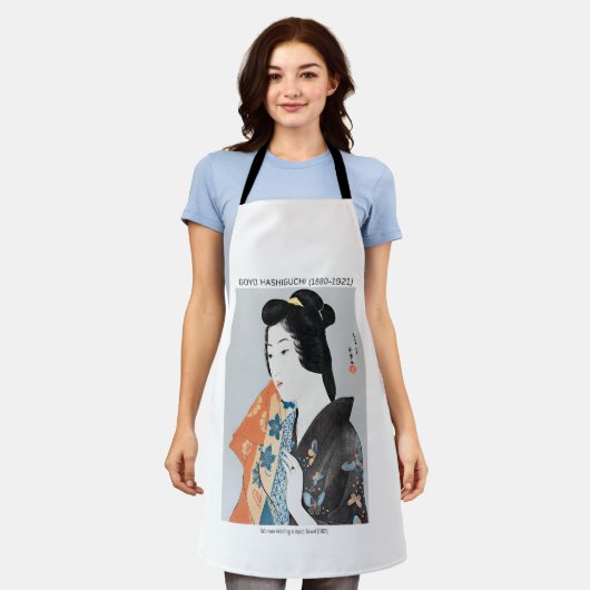 Japanse vrouw die haar handdoek vasthoudt - Goyō H Schort (Gedragen)