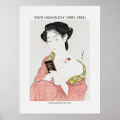 Japanse vrouw die poeder aanbrengt - Goyō Hashiguc Poster (Voorkant)